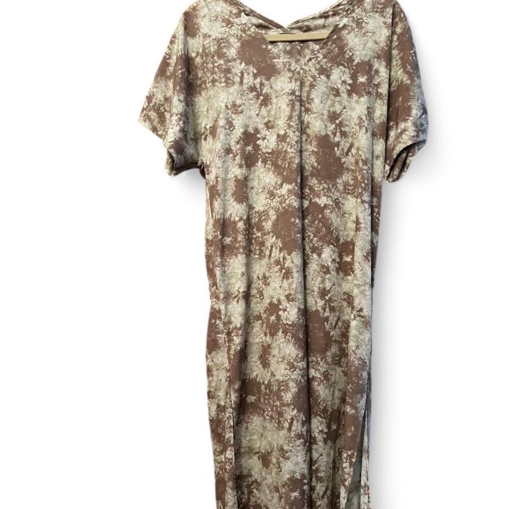 Brown and Cream Tie-Dye Dress